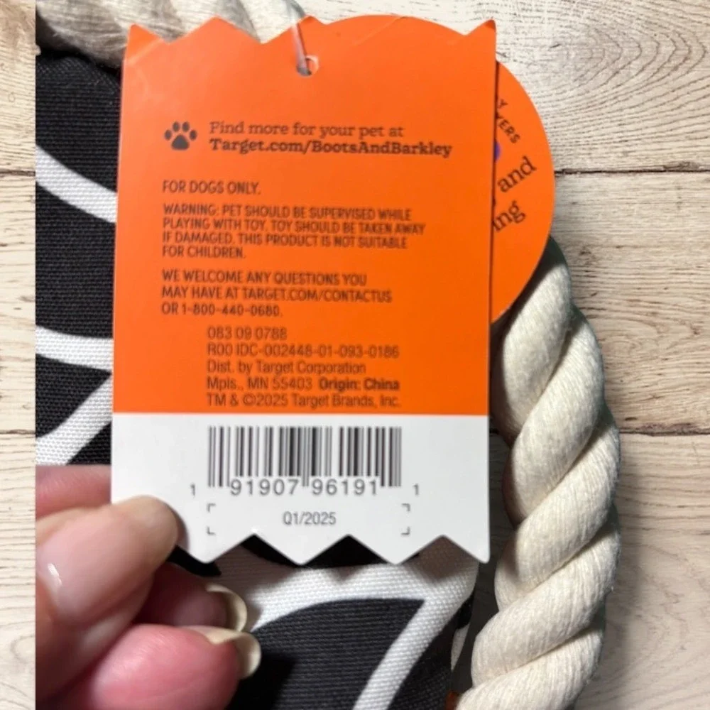 Boots & Barkley Halloween Spider Web Rope Dog Toy Fetch Disc Level 3 Chewer NEW